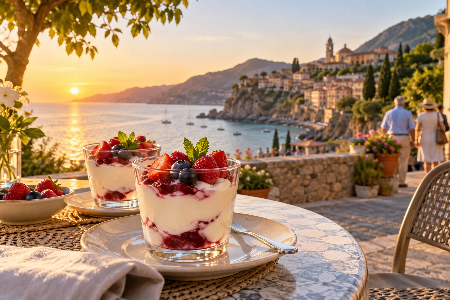 Illustration culinaire — douceur italienne onctueuse aux fruits rouges